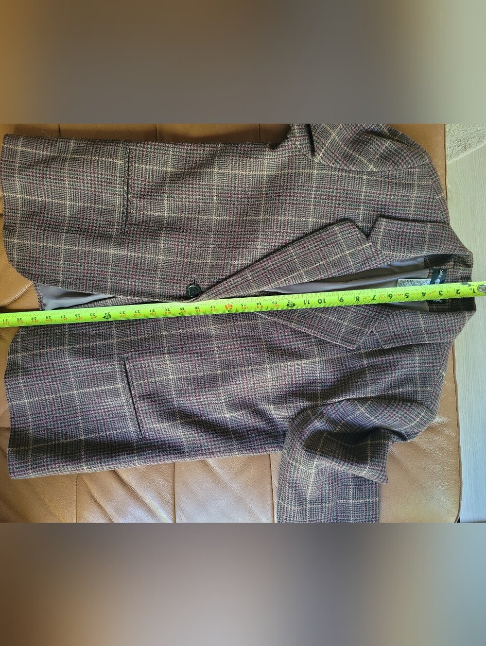 Vintage Sag Harbor Wool Plaid Brown Wool Blend Blazer - Picture 11 of 11